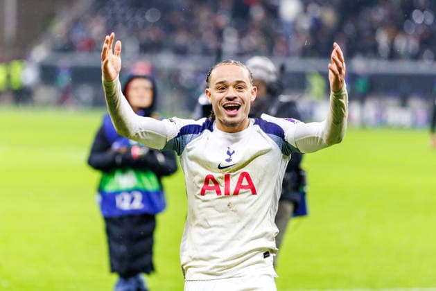 FRANKFURT, DEUTSCHLAND - JANUARY 28: Xavi Simons (Tottenham Hotspur, 7) and teammates celebrate after the team s victory in the UEFA Champions League match between Eintracht Frankfurt vs. Tottenham Hotspur at Eintracht Frankfurt Stadium on matchday 8 of the League Phase on January 28, 2026 in Frankfurt, Deutschland. Hessen Deutschland Copyright: xStephanxHahnex
