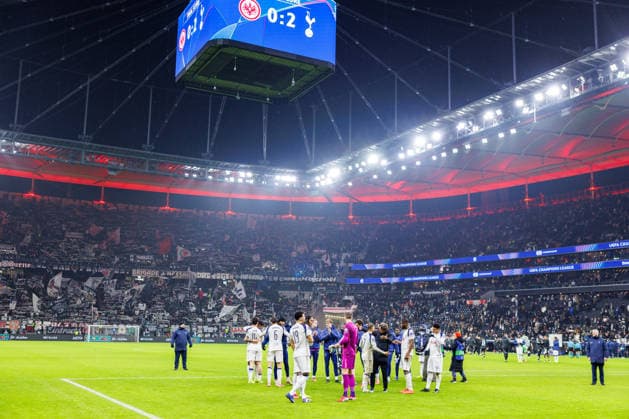 FRANKFURT, DEUTSCHLAND - JANUARY 28: The final score is 0:2 in the UEFA Champions League match between Eintracht Frankfurt vs. Tottenham Hotspur at Eintracht Frankfurt Stadium on matchday 8 of the League Phase on January 28, 2026 in Frankfurt, Deutschland. Hessen Deutschland Copyright: xStephanxHahnex