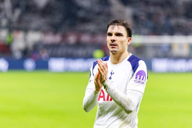FRANKFURT, DEUTSCHLAND - JANUARY 28: Joao Palhinha (Tottenham Hotspur, 6) and teammates celebrate after the team s victory in the UEFA Champions League match between Eintracht Frankfurt vs. Tottenham Hotspur at Eintracht Frankfurt Stadium on matchday 8 of the League Phase on January 28, 2026 in Frankfurt, Deutschland. Hessen Deutschland Copyright: xStephanxHahnex