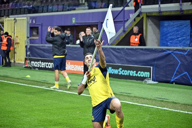 Union Saint Gilloise v Atalanta - UEFA Champions League BRUSSELS, BELGIUM - JANUARY 28: Union Saint-Gilloise player Anan Khalaili celebrates after scoring a goal during the UEFA Champions League Matchday 8 match against Atalanta at Lotto Park in Anderlecht, Brussels, Belgium, on January 28, 2026. Dursun Aydemir Anadolu Brussels Belgium. Editorial use only. Please get in touch for any other usage.  Copyright: x2026xAnadoluxDursunxAydemirx