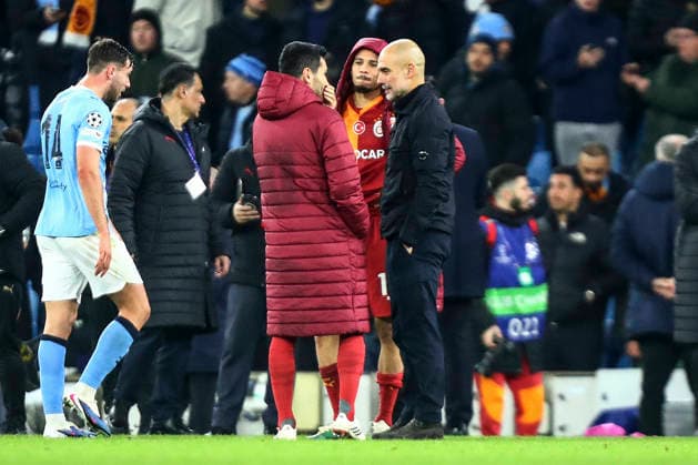 Manchester City v Galatasaray S.K., UEFA Champions League Ä°lkay Gündogan of Galatasaray talks to Pep Guardiola, Manager of Manchester City during the Manchester City v Galatasaray S.K. UEFA Champions League MD8 match at the Etihad Stadium, Manchester, England on 28 January 2026 Credit: Luke Williams Every Second Media Editorial use only. All images are copyright Every Second Media Limited. No images may be reproduced without prior permission. Copyright: xIMAGO EveryxSecondxMediax ESM-1778-0036 LukexWilliamsx xEveryxSecondxMediax