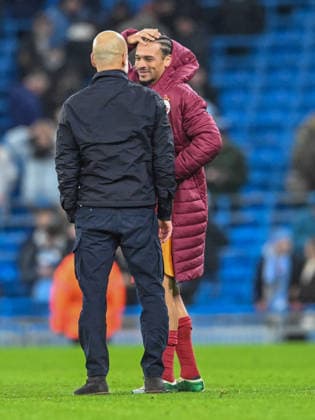 Manchester City v Galatasaray UEFA Champions League Manchester City manager Pep Guardiola and Leroy Sane of Galatasaray during the UEFA Champions League match at the Etihad Stadium, Manchester 28 01 2026 UK Newspapers OUT Copyright: xKarlxVallantinex FIL-22873-0153