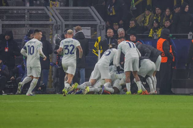 28 01 2026, xgrfx, Football UEFA Champions League , Borussia Dortmund Inter Milan v l Tor, Andy Diouf Inter Milan DFL DFB REGULATIONS PROHIBIT ANY USE OF PHOTOGRAPHS as IMAGE SEQUENCES and or QUASI VIDEO Signal Iduna Park