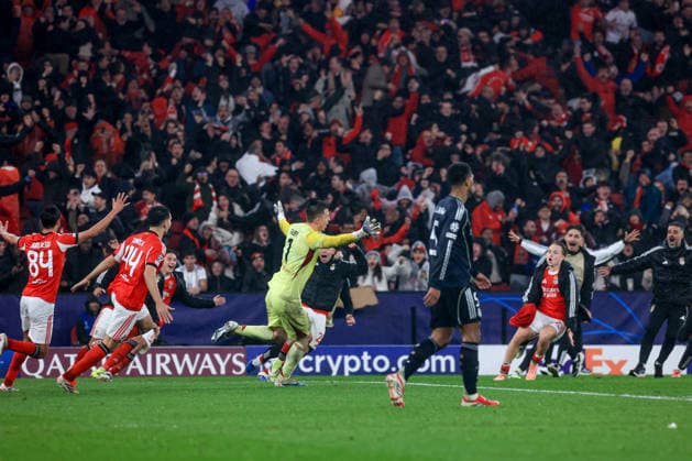 Estadio da Luz Anatoliy Trubin of SL Benfica celebrates after scoring the team s fourth goal during the UEFA Champions League 2025 26 League Phase MD8 match between SL Benfica and Real Madrid C.F. at on January 28, 2026 in Lisbon, Portugal. UEFA Champions League 2025 26 League Phase MD8 - SL Benfica vs Rea Madrid CF (Valter Gouveia SPP)  Copyright: xValterxGouveia SPPx spp-en-VaGo-VG_L6910