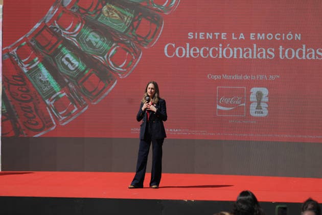 January 28, 2026, Mexico City, Ciudad de Mexico, Mexico: Carmen Mendez, VP of marketing for Coca-Cola Mexico, speaks during the FIFA World Cup, WM, Weltmeisterschaft, Fussball 2026 Trophy Tour event at the Monumento a la Revolucion, where the locations that will host the FIFA World Cup 2026 trophy were announced. on January 28, 2026 inMexico City, Mexico. Mexico City Mexico - ZUMAe321 20260128_zsa_e321_020 Copyright: xIanxRoblesx
