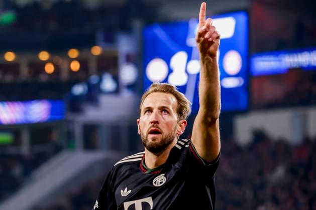 Harry Kane of FC Bayern Munchen celebrates after scoring his teams second goal PSV Eindhoven v FC Bayern Munchen, UEFA Champions League 2025 26 League Phase MD8, PSV Eindhoven v FC Bayern Munchen, PSV Stadion, January 28, 2026, Eindhoven, Netherlands.