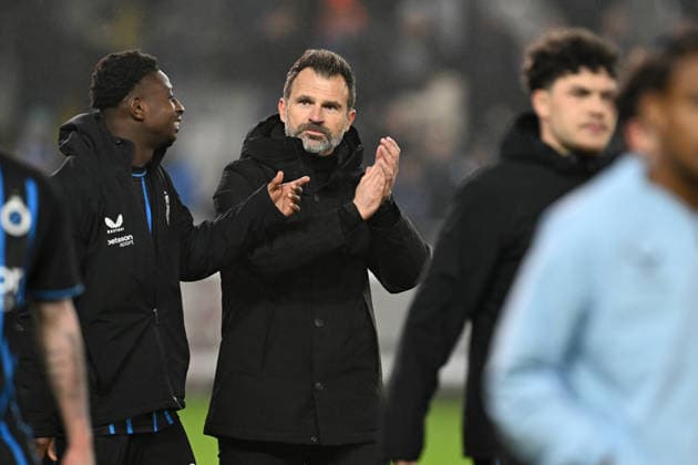 260127 Club Brugge vs Marseille Mamadou Diakhon (67) of Club Brugge and Head Coach Ivan Leko of Club Brugge celebrate after winning during the Uefa Champions League 8th matchday in the League phase game in season 2025 - 2026 between Club Brugge KV and Olympique de Marseille on January 29 , 2026 in Brugge, Belgium. (Photo by David Catry Isosport) Brugge Belgium  Copyright: xDavidxCatryx 20260129DC2_0396