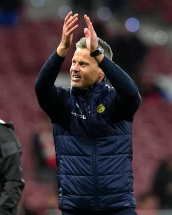 ATLETICO DE MADRID v FK BODO GLIMT. CHAMPIONS LEAGUE 2025 2026. ROUND 8 MATCH. FK Bodo Glimt s coach Kjetil Knutsen celebrates the victory in Champions League 2025 2026, Round 8 match. January 28 ,2026. (ALTERPHOTOS Acero) MadridSpain  Copyright: xAcerox