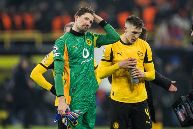 DORTMUND, GERMANY - JANUARY 28: Gregor Kobel (Borussia Dortmund, 1) frustrated after the UEFA Champions League match between Borussia Dortmund vs. FC Internazionale Milano at Signal Iduna Park on matchday 8 of the UEFA Champions League on January 28, 2026 in Dortmund, Germany. North Rhine Westphalia Germany Copyright: xSteffiexWunderlx