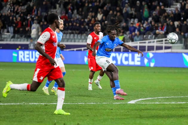 UEFA CL : Pafos vs Slavia Praha QUINA of Pafos shots the ball. Pafos plays against Slavia Praha for the League Phase of the UEFA Champions League in Limassol stadium, Limassol, Cyprus, on Jan. 28, 2026. Limassol Cyprus Copyright: xKOSTASxPIKOULASx
