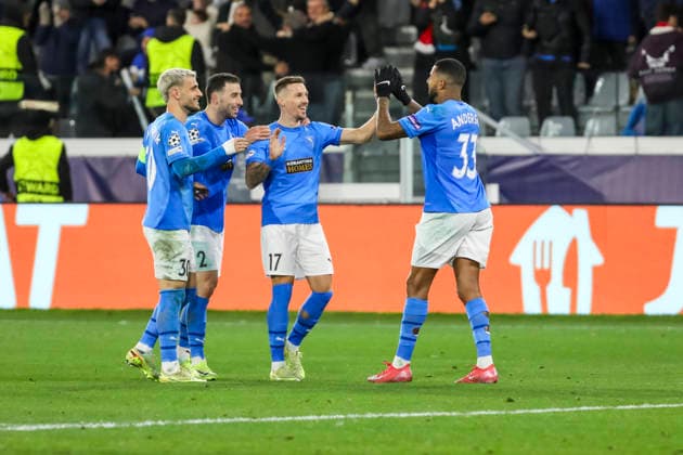 UEFA CL : Pafos vs Slavia Praha MISLAV ORSIC of Pafos celebrates the goal he scored with his team mates. Pafos plays against Slavia Praha for the League Phase of the UEFA Champions League in Limassol stadium, Limassol, Cyprus, on Jan. 28, 2026. Limassol Cyprus Copyright: xKOSTASxPIKOULASx