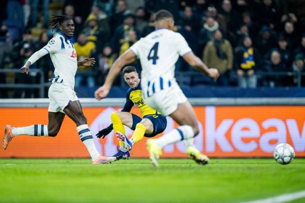 Union s Raul Florucz pictured in action during a soccer game between Belgian Royale Union Saint-Gilloise and Italian Atalanta Bergamo, on Wednesday 28 January 2026 in Brussels, on the eight day of the League phase of the UEFA Champions League tournament. JASPERxJACOBS  x159378778x