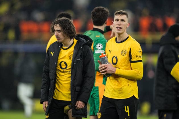 DORTMUND, GERMANY - JANUARY 28: Nico Schlotterbeck (Borussia Dortmund, 4) frustrated after the UEFA Champions League match between Borussia Dortmund vs. FC Internazionale Milano at Signal Iduna Park on matchday 8 of the UEFA Champions League on January 28, 2026 in Dortmund, Germany. North Rhine Westphalia Germany Copyright: xSteffiexWunderlx