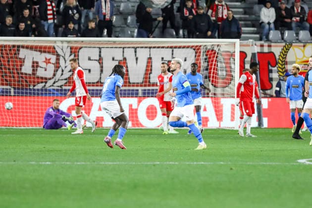 UEFA CL : Pafos vs Slavia Praha VLAD DRAGOMIR of Pafos celebrates the goal he scored. Pafos plays against Slavia Praha for the League Phase of the UEFA Champions League in Limassol stadium, Limassol, Cyprus, on Jan. 28, 2026. Limassol Cyprus Copyright: xKOSTASxPIKOULASx
