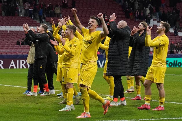 ATLETICO DE MADRID v FK BODO GLIMT. CHAMPIONS LEAGUE 2025 2026. ROUND 8 MATCH. FK Bodo Glimt s players celebrate the victory in Champions League 2025 2026, Round 8 match. January 28 ,2026. (ALTERPHOTOS Acero) MadridSpain  Copyright: xAcerox
