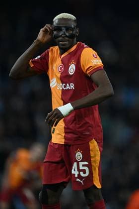 Manchester City v Galatasaray - UEFA Champions League MANCHESTER, UNITED KINGDOM - JANUARY 28: Osimhen (45) of Galatasaray in action during the UEFA Champions League match between Manchester City and Galatasaray at Etihad Stadium in Manchester, United Kingdom, on January 28, 2026. Rasid Necati Aslim Anadolu Manchester United, ManU Kingdom. Editorial use only. Please get in touch for any other usage.  Copyright: x2026xAnadoluxRasidxNecatixAslimx