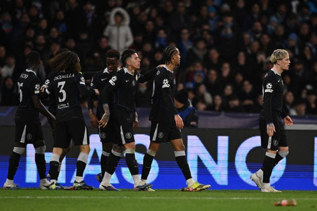 CALCIO - UEFA Champions League - SSC Napoli vs Chelsea FC Joao Pedro of Chelsea F.C. celebrates after scoring the goal of 2-3 during the UEFA Champions League phase day 8 football match between S.S.C. Napoli and Chelsea F.C. at the Diego Armando Maradona Stadium on January 27, 2026 in Naples, Italy. Naples Italy  Copyright: xIPAxSport ABACAx