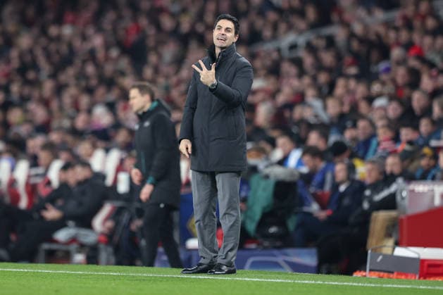 28th January 2026; Emirates Stadium, London, England; UEFA Champions League Football, Arsenal versus Kairat; Mikel Arteta Manager of Arsenal shouts instruction to players from the touchline  HenningxvonxJagow Content restricted for UK based newspaper
