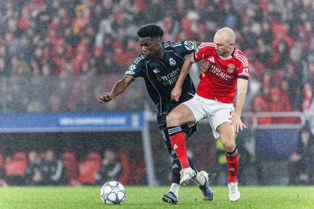 Eduardo Camavinga ( Real Madrid ) in action during the match between SL Benfica and Real Madrid CF, valid for UEFA Champions League 2025 2026 at Estadio Lisboa e Benfica on 28 January 2026. Lisbon Estadio Sport Lisboa e Benfica Lisbon Portugal Copyright: xIMAGOx xPRIMExSPORTSxIMAGESx xFILIPExOLIVEIRAx