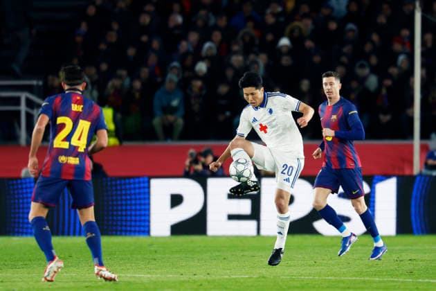 Junnosuke Suzuki (Copenhagen), JANUARY 28, 2026 - Football Soccer : UEFA Champions League match between FC Barcelona, Barca 4-1 FC Copenhagen at Spotify Camp Nou in Barcelona, Spain. Noxthirdxpartyxsales  aflo_317761524