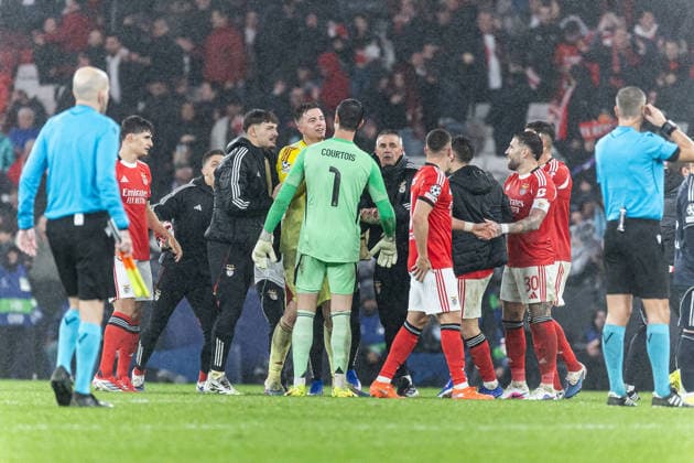 Thibaut Courtois ( Real Madrid ) in action during the match between SL Benfica and Real Madrid CF, valid for UEFA Champions League 2025 2026 at Estadio Lisboa e Benfica on 28 January 2026. Lisbon Estadio Sport Lisboa e Benfica Lisbon Portugal Copyright: xIMAGOx xPRIMExSPORTSxIMAGESx xFILIPExOLIVEIRAx