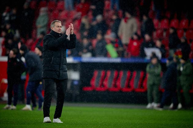 LEVERKUSEN, GERMANY - 1 JANUARY, 2023: Kasper Hjulmand - The UEFA Champions League football match between Bayer 04 Leverkusen vs Villareal FC at BayArena.  Copyright: xVitaliixKliuievx