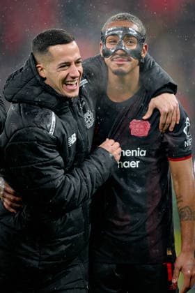 LEVERKUSEN, GERMANY - 1 JANUARY, 2023: Lucas Vazquez, Arthur - The UEFA Champions League football match between Bayer 04 Leverkusen vs Villareal FC at BayArena.  Copyright: xVitaliixKliuievx