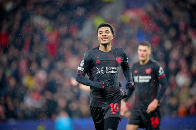 LEVERKUSEN, GERMANY - 1 JANUARY, 2023: Malik Tillman, goal - The UEFA Champions League football match between Bayer 04 Leverkusen vs Villareal FC at BayArena.  Copyright: xVitaliixKliuievx