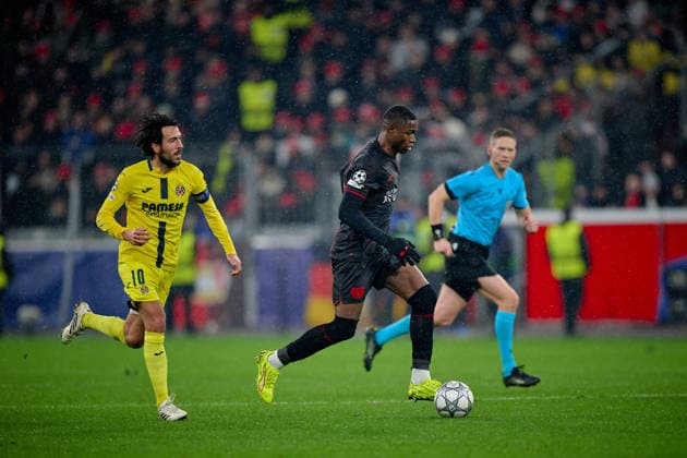LEVERKUSEN, GERMANY - 1 JANUARY, 2023: Christian Kofane - The UEFA Champions League football match between Bayer 04 Leverkusen vs Villareal FC at BayArena.  Copyright: xVitaliixKliuievx