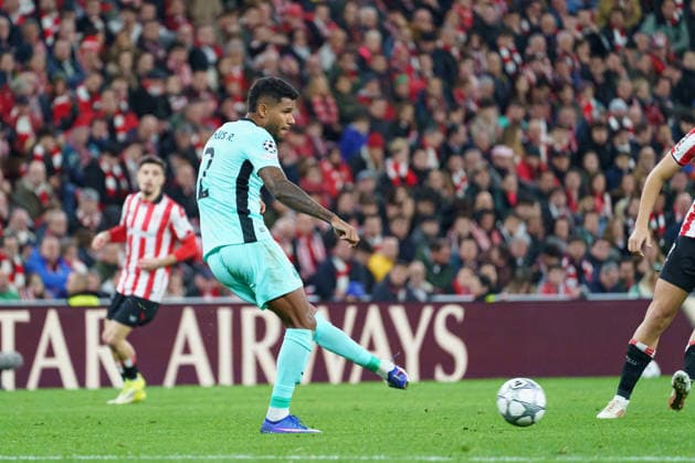 Matheus Reis seen during UEFA Champions League phase game between teams of Athletic Club and Sporting CP (Mickael Ducint Ball Raw Images) Bilbao San Mames Spain Copyright: xMickaelxDucintx AthleticSporting2526-18