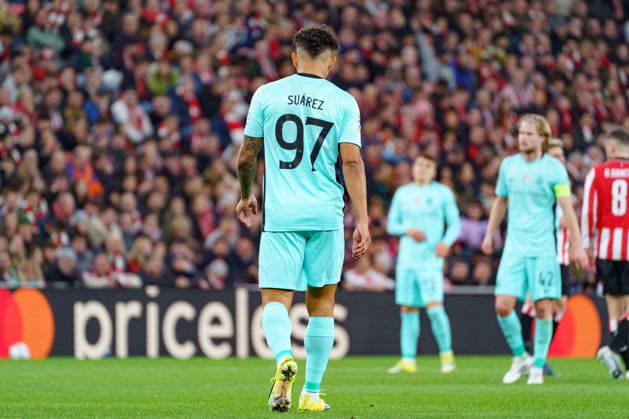 Luis Suarez seen during UEFA Champions League phase game between teams of Athletic Club and Sporting CP (Mickael Ducint Ball Raw Images) Bilbao San Mames Spain Copyright: xMickaelxDucintx AthleticSporting2526-117