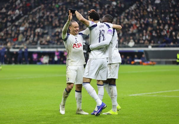 28 01 2026, Football UEFA Champions League, Eintracht Frankfurt Tottenham Hotspur, emonline, emspor, v l , Goal celebration, celebrate the goal 0 2 by Dominic Solanke Tottenham Hotspur , Goal celebration, celebrate the goal DFL DFB REGULATIONS PROHIBIT ANY USE OF PHOTOGRAPHS AS IMAGE SEQUENCES AND OR QUASI VIDEO xdcx Copyright: HMBxMedia Claus