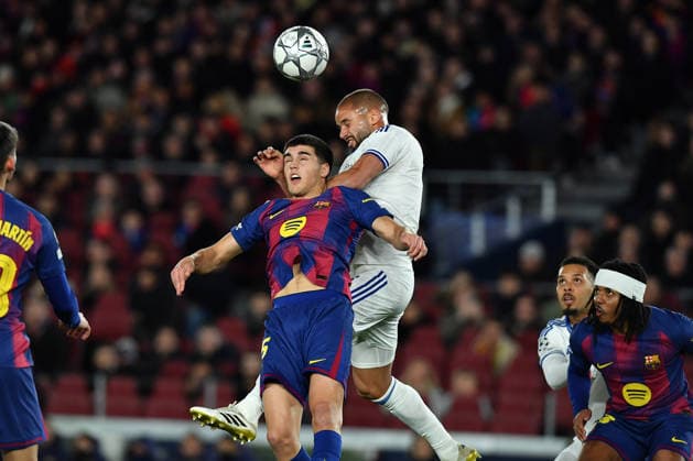 FC Barcelona, Barca v FC COPENHAGUE SPOTIFY CAMP NOU. BARCELONA. January 28, 2026 FC BARCELONA vs FC COPENHAGUE January 28, 2026 Pau Cubarsi (5) of FC Barcelona vies with Hatzidiakos (6) of FC Copenhague during the soccer match corresponding to the eigth match of the group stage of the UEFA Champions League between FC Barcelona and FC Copenhague at Spotify Camp Nou in Barcelona, Spain. Barcelona ESP Copyright: xS.xRosx