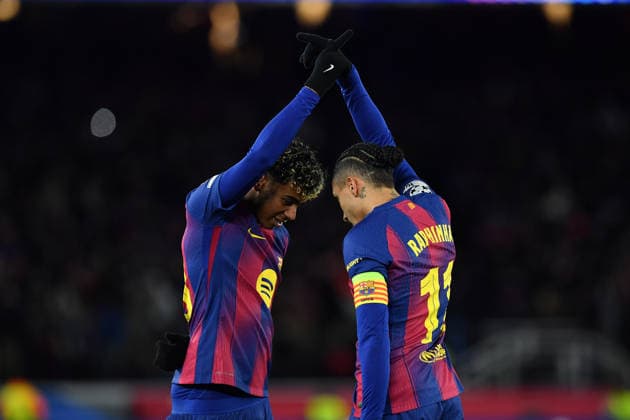 FC Barcelona, Barca v FC COPENHAGUE SPOTIFY CAMP NOU. BARCELONA. January 28, 2026 FC BARCELONA vs FC COPENHAGUE January 28, 2026 Lamine Yamal (10) of FC Barcelona celebrates scoring his team s second goal with Raphina (11) of FC Barcelona during the soccer match corresponding to the eigth match of the group stage of the UEFA Champions League between FC Barcelona and FC Copenhague at Spotify Camp Nou in Barcelona, Spain. Barcelona ESP Copyright: xS.xRosx