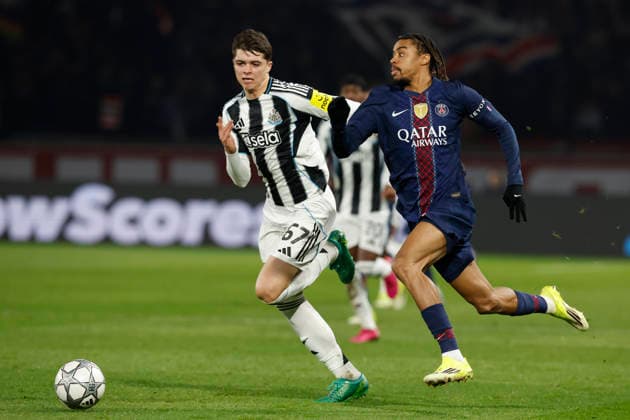 January 28, 2026, Paris, Paris, France: Lewis MILEY of NEWCASTLE UNITED in action during the match of UEFA Champions League between Paris Saint Germain and New Castle United at Parc des Princes Stadium - on January 28 2025 Paris - France Paris France - ZUMAb253 20260128_zsp_b253_013 Copyright: xLoicxBaratouxx
