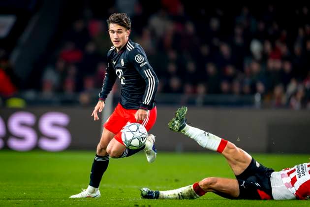 SC Bayern Munchen midfielder Tom Bischof during the match PSV Eindhoven vs FC Bayern Munchen at the Philips stadium for the Champions League phase Matchday 8 season 2025 2026 in EINDHOVEN, Netherlands on 28 01 2026, Photo by Marcel van Dorst EYE4IMAGES