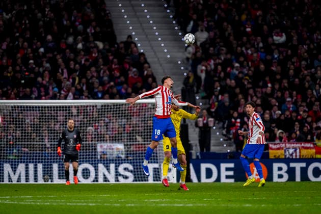 Atletico de Madrid v FK Bodo Glimt - UEFA Champions League 2025 26 League Phase MD8 Marc Pubill of Atletico de Madrid heads the ball during the UEFA Champions League 2025 26 League Phase MD8 match between Atletico de Madrid and FK Bodo Glimt at Estadio Riyadh Air Metropolitano on January 28, 2026 in Madrid, Spain. Madrid Estadio Riyadh Air Metropolitano Madrid Spain Copyright: xAlbertoxGardinx AGardin_20260128_Foot_Cham_Atl_Mad_Bod_0789