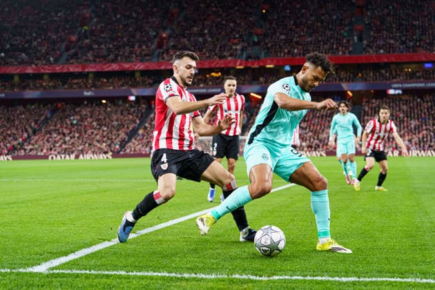 Luis Suarez and Aitor Paredes seen during UEFA Champions League phase game between teams of Athletic Club and Sporting CP (Mickael Ducint Ball Raw Images) Bilbao San Mames Spain Copyright: xMickaelxDucintx AthleticSporting2526-153