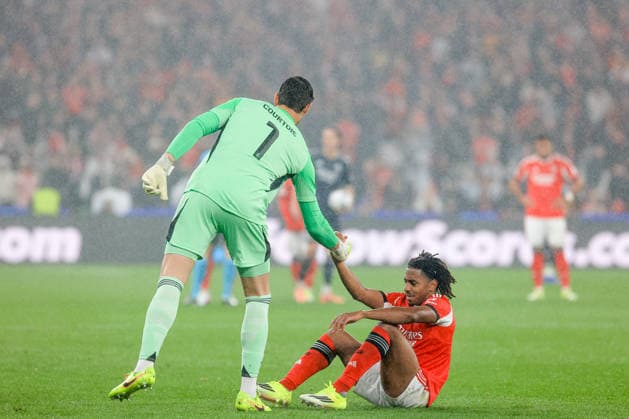 Estadio da Luz Thibaut Courtois of Real Madrid CF and Leandro Barreiro of SL Benfica during the UEFA Champions League 2025 26 League Phase MD8 match between SL Benfica and Real Madrid C.F. at on January 28, 2026 in Lisbon, Portugal. UEFA Champions League 2025 26 League Phase MD8 - SL Benfica vs Rea Madrid CF (Valter Gouveia SPP)  Copyright: xValterxGouveia SPPx spp-en-VaGo-VG_L5843