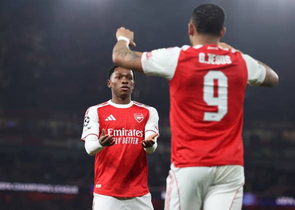 Arsenal gegen Kairat 28. Januar 2026, London UEFA Champions League Fußball, Gruppenphase Arsenal gegen Kairat Brando Bailey Joseph von Arsenal Foto Charlotte Wilson Abseits London UK  Copyright: xCharlottexWilsonx xOffsidexOffside