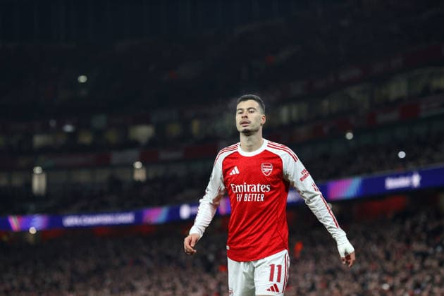Arsenal gegen Kairat 28. Januar 2026, London UEFA Champions League Fußball, Gruppenphase Arsenal gegen Kairat Gabriel Martinelli von Arsenal Foto Charlotte Wilson Abseits London UK  Copyright: xCharlottexWilsonx xOffsidexOffside