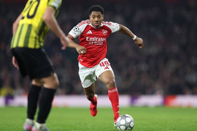 Arsenal gegen Kairat 28. Januar 2026, London UEFA Champions League Fußball, Gruppenphase Arsenal gegen Kairat Myles Lewis Skelly von Arsenal Foto Charlotte Wilson Abseits London UK  Copyright: xCharlottexWilsonx xOffsidexOffside