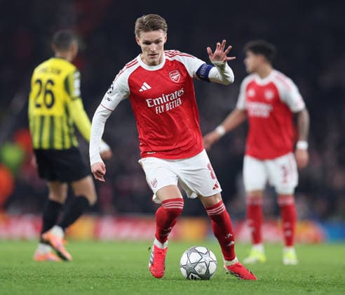 Arsenal gegen Kairat 28. Januar 2026, London UEFA Champions League Fußball, Gruppenphase Arsenal gegen Kairat Martin Odegaard von Arsenal Foto Charlotte Wilson Abseits London UK  Copyright: xCharlottexWilsonx xOffsidexOffside