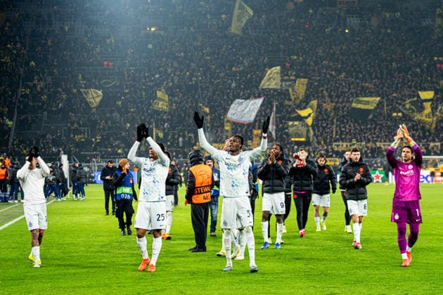 2026-01-28 Borussia Dortmund v FC Internazionale Milano - UEFA Champions League 2025 26 League Phase MD8 DORTMUND, GERMANY - JANUARY 28: Luis Henrique of FC Internazionale Milano, Manuel Akanji of FC Internazionale Milano, Yann Bisseck of FC Internazionale Milano, goalkeeper Yann Sommer of FC Internazionale Milano celebrate the win after the UEFA Champions League 2025 26 League Phase MD8 match between Borussia Dortmund and FC Internazionale Milano at BVB Stadion Dortmund on January 28, 2026 in Dortmund, Germany. (Photo by Gabriel Calvino Alonso BSR Agency) Dortmund Germany Content not available for redistribution in The Netherlands directly or indirectly through any third parties. Copyright: xBSRxAgencyx