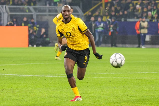 28 01 2026, xgrfx, Football UEFA Champions League , Borussia Dortmund Inter Milan v l Serhou Guirassy Borussia Dortmund DFL DFB REGULATIONS PROHIBIT ANY USE OF PHOTOGRAPHS as IMAGE SEQUENCES and or QUASI VIDEO Signal Iduna Park