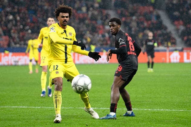 UEFA Champions League 2025 26 Bayer 04 Leverkusen vs Villarreal CF 8 Matchday of the league phase Wednesday, 28 01 2026 BayArena Nordrhein Westfalen, Germany Renato Veiga 12 Ernest Poku 19 Copyright: xCelinaxLeiersx