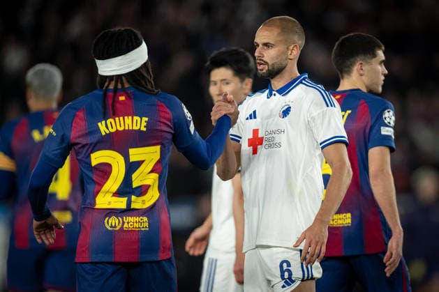 UEFA Champions League FC Barcelona, Barca Vs Copenhagen in Barcelona, Spain - 28 Jan 2026 Joules Kounde of FC Barcelona and Pantelis Hatzidiakos of FC Copenhagen seen during a UEFA Champions League match between FC Barcelona and Copenhagen at Spotify Camp Nou. Final score FC Barcelona 4 :1 Copenhagen Barcelona Spain Copyright: xFelipexMondinox xSOPAxImagesx SP0744-1864