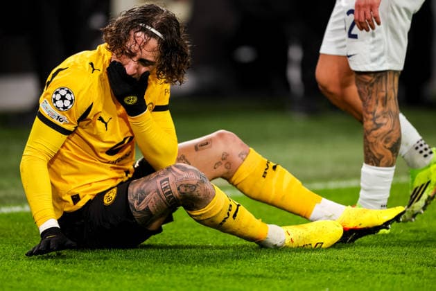 DORTMUND, GERMANY - JANUARY 28: Fabio Silva of Borussia Dortmund reacts while sitting on the ground during the UEFA Champions League 2025 26 League Phase MD8 match between Borussia Dortmund and FC Internazionale Milano at BVB Stadion Dortmund on January 28, 2026 in Dortmund, Germany. (Photo by Rene Nijhuis) SPO  Copyright: xRenexNijhuis