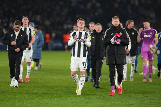 Harvey Barnes of Newcastle and Aaron Ramsdale of Newcastle after the match Paris Saint-Germain v Newcastle United, UEFA Champions League, Group Stage, Football, Parc des Princes, Paris, France - 28 Jan 2026Paris Parc des Princes France EDITORIAL USE ONLY No use with unauthorised audio, video, data, fixture lists, club league logos or live services. Online in-match use limited to 120 images, no video emulation. No use in betting, games or single club league player publications. Copyright: xDavexWinter Shutterstockx 16429499jx