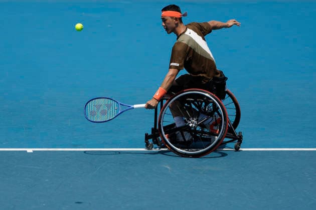 TENNIS AUSTRALIAN OPEN, Tokito Oda of Japan in action during the men™s wheelchair quarterfinals match against Tom Egberink of the Netherlands on day 12 of the 2026 Australian Open tennis tournament at Melbourne Park in Melbourne, Thursday, January 29, 2026. ( NO ARCHIVING MELBOURNE VICTORIA AUSTRALIA  Copyright: xROBxPREZIOSOx 20260129111659626431